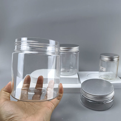 Custom 150ml 250ml 500ml 600ml Empty Clear Plastic PET Cosmetic Cream Body Butter Scrub Jar with Screw Lid