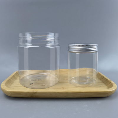 Custom 150ml 250ml 500ml 600ml Empty Clear Plastic PET Cosmetic Cream Body Butter Scrub Jar with Screw Lid