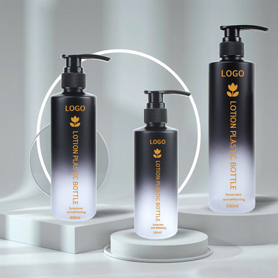 Custom 350ml 400ml 500ml Gradient Color PET Cosmetic Shampoo Conditioner Shower Gel Lotion Pump Plastic Bottle