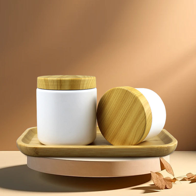 Custom logo 60g 120g 200g 250g 500g HDPE Frosted Plastic Body Butter Cosmetic Face Cream Jar with Print Bamboo Lid