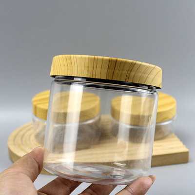 Custom logo 60g 120g 200g 250g 500g HDPE Frosted Plastic Body Butter Cosmetic Face Cream Jar with Print Bamboo Lid