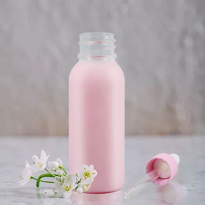 Wholesale Clear Frosted 30ml 1oz Pink White PET Round Serum Essential Oil Plastic Dropper Bottle For All Kind of Liquids