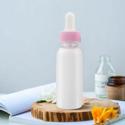 Wholesale Clear Frosted 30ml 1oz Pink White PET Round Serum Essential Oil Plastic Dropper Bottle For All Kind of Liquids