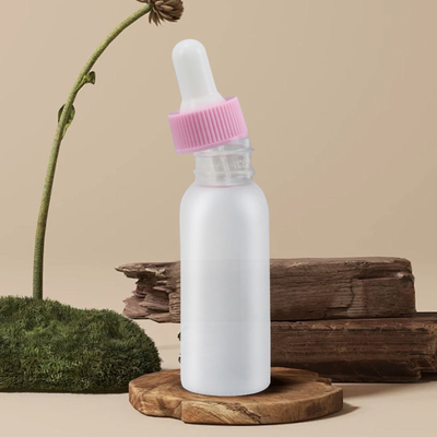 Wholesale Clear Frosted 30ml 1oz Pink White PET Round Serum Essential Oil Plastic Dropper Bottle For All Kind of Liquids