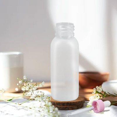 Wholesale Clear Frosted 30ml 1oz Pink White PET Round Serum Essential Oil Plastic Dropper Bottle For All Kind of Liquids