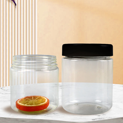 OEM ODM 250g 300g PLA Wide Opening Plastic Clear Coffee Beans Candy Vitamins Tea Food Grade Jar With Child-proof Open Lid