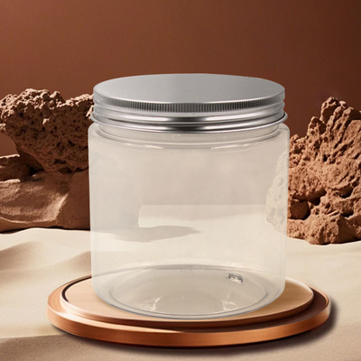 OEM Empty Clear 500ml 600ml Plastic Pet Ice Cream Supplement Candy Cookies Chocolate Jar Container with Aluminum Lid