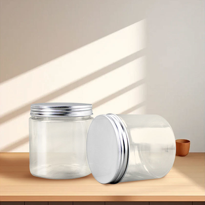 OEM Empty Clear 500ml 600ml Plastic Pet Ice Cream Supplement Candy Cookies Chocolate Jar Container with Aluminum Lid