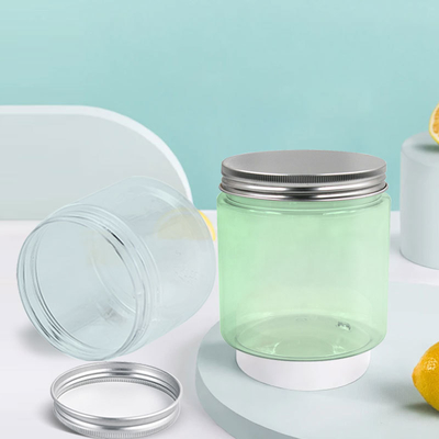 OEM Transparent 500ml 600ml Plastic PET Food Can Hazelnut Chocolate Gum Candy Silver Lids Jar Container for Dry Fruits