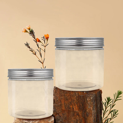 Customization Plastic Clear 17oz 20oz Wide Mouth Tea Coffee Sugar Rosin Storage Jam Jar Packaging with Lids for PET
