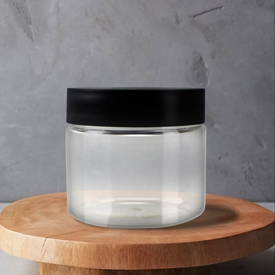 150ml 5oz PLA Frosted Clear Black Screw Cap Wide Mouth Hemep Supplement Fruit Flavor Snacks Vitamin Sweet CBD Jar
