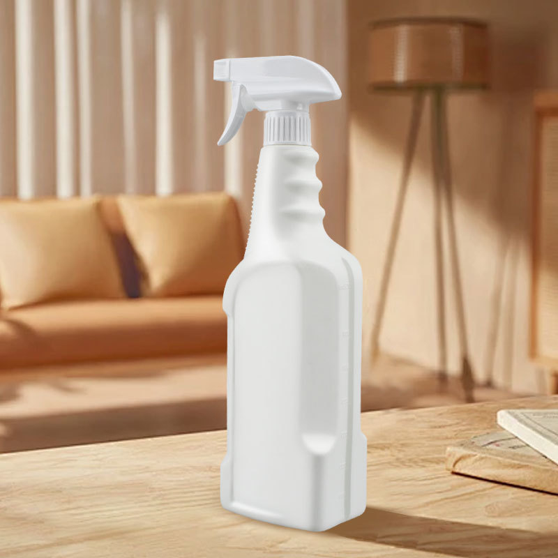 Hot Sale Print Logo Refillable 850ml HDPE Trigger White Home Used Plastic Spray Bottle for Cleaning Porcelain Table Range Hood
